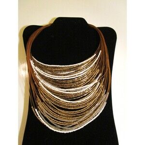 Multistrand Beaded Statement Necklace Adjustable Lobster Clasp Fashion Jewelry